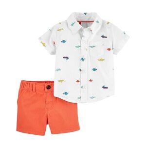 Baby Carters nautical button front shirt short set